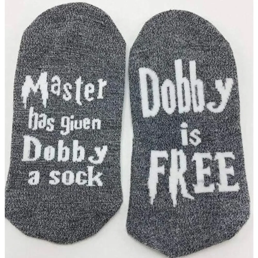 Harry Potter Dobby Is Free Funny Cotton Crew Socks Size 6-12 NWT